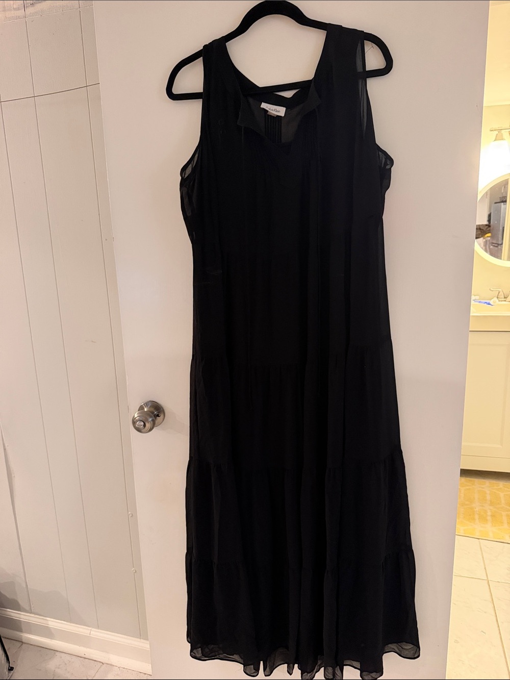 Calvin Klein Black Sleeveless Tiered Maxi Dress